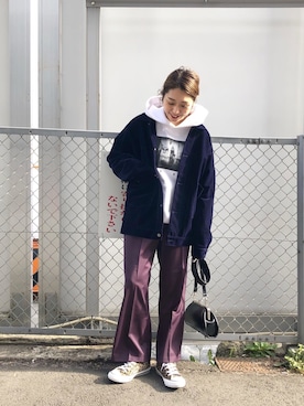 「OBEY」｜「アイテム（パーカー）」を使った、nodopachiさん（レディース・162cm）の秋コーディネート