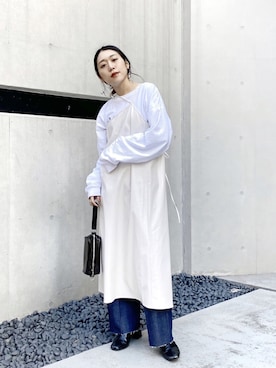 「レザーワンピース」｜「アイテム（パンツ）」を使った、nodopachiさん（レディース・162cm）の冬コーディネート