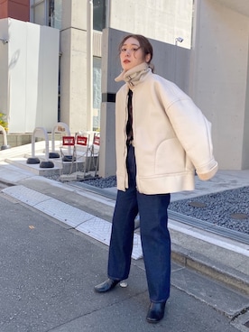 「ムートン」｜「アイテム（ブーティ）」を使った、nodopachiさん（レディース・162cm）の秋コーディネート