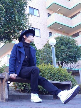 「ZIP FIVE（ジップファイブ）のアイテム（ピーコート）」を使った、Janさん（メンズ・171cm）の冬コーディネート