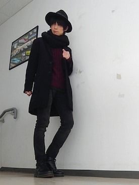 「SHIPS（シップス）のアイテム（チェスターコート）」を使った、Janさん（メンズ・171cm）の冬コーディネート