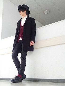 「SHIPS（シップス）のアイテム（チェスターコート）」を使った、Janさん（メンズ・171cm）の冬コーディネート