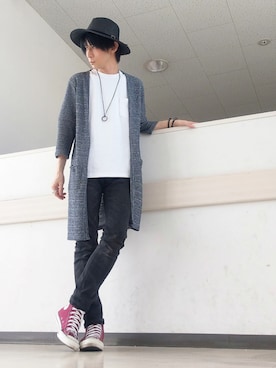 「semantic design（セマンティックデザイン）のアイテム（カーディガン/ボレロ）」を使った、Janさん（メンズ・171cm）の春コーディネート