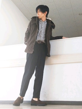 「MK MICHEL KLEIN HOMME （エムケーミッシェルクランオム）のアイテム（モッズコート）」を使った、Janさん（メンズ・171cm）の秋コーディネート