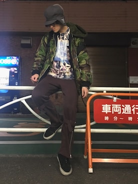 「M.Y.O.B（エム.ワイ.オー.ビー）のアイテム（スウェット）」を使った、やんねさん（メンズ・180cm）の冬コーディネート