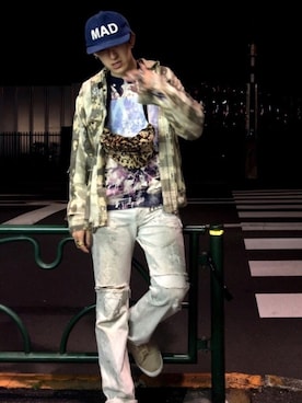 「M.Y.O.B（エム.ワイ.オー.ビー）のアイテム（スウェット）」を使った、やんねさん（メンズ・180cm）の春コーディネート