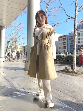 「Kastane（カスタネ）のアイテム（トレンチコート）」を使った、fusshan0802さん（レディース・161cm）の春コーディネート