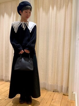 「レース衿」｜や。さん（レディース・156cm）の冬コーディネート