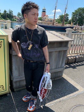 「Levi's（リーバイス）のアイテム（バックパック/リュック）」を使った、つばささん（メンズ・166cm）の夏コーディネート