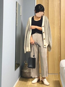 「ゆるカーディガン」｜ちび太さん（レディース・145cm）の秋コーディネート