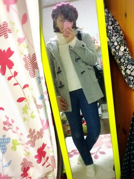 「RETRO GIRL（レトロガール）のアイテム（デニムパンツ、ブルー系）」を使った、tamu＊さん（レディース・160cm）の冬コーディネート