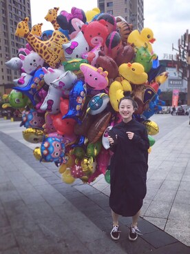 「MONKI（モンキ）のアイテム（シャツワンピース）」を使った、陈小胖1992さん（レディース・150cm）の秋コーディネート