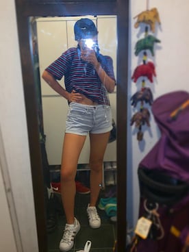 「ショーパン」｜「アイテム（キャップ）」を使った、SKY☁️🇯🇵🗼さん（レディース・170cm）の秋コーディネート