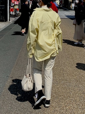 「イエローシャツ」｜「アイテム（パンツ）」を使った、ちばさん（レディース・154cm）の春コーディネート