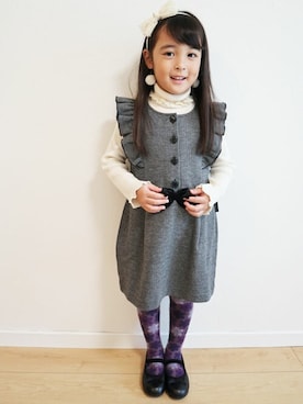 「おんなのこコーデ」｜「アイテム（ジャンパースカート）」を使った、KPさん（キッズ・106cm）の秋コーディネート
