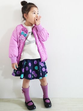 「KP DECO（ケーピーデコ）のアイテム（レッグウェア）」を使った、KPさん（キッズ・100cm）の秋コーディネート
