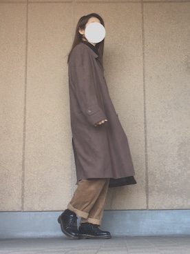 「古着女子」｜「アイテム（ステンカラーコート）」を使った、tomyさん（レディース・163cm）の冬コーディネート