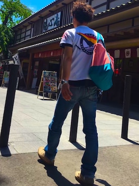 「SKULL JEANS（スカルジーンズ）のアイテム（パンツ）」を使った、honesanさん（メンズ・163cm）の夏コーディネート
