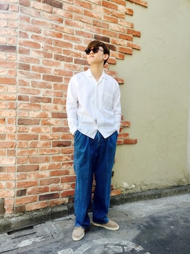 「CLANE（クラネ）のアイテム（デニムパンツ、ブルー系）」を使った、kouheiさん（メンズ・171cm）の春コーディネート