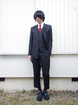 「スリーピース」｜「アイテム（その他）」を使った、うつけさん（メンズ・173cm）の秋コーディネート
