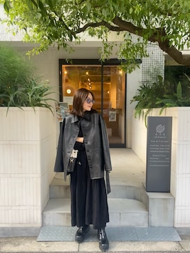 「UNE MANSION（ユヌマンション）のアイテム（ライダースジャケット）」を使った、ruka さん（レディース・154cm）の秋コーディネート