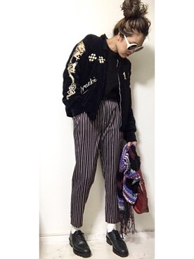 「アイテム（ドレスシューズ、グリーン系）」を使った、Kotomi Minagawaさん（レディース・169cm）の冬コーディネート