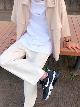 「remer（リメール）の"remer"loose logo TEE/ "remer"ルーズロゴビッグT（Tシャツ/カットソー、ホワイト系）」を使った、がきさん（メンズ・173cm）の夏コーディネート