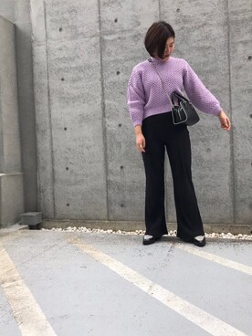 「RANDA（ランダ）のボールチェーンミニボストンバッグ（ボストンバッグ）」を使った、Nanamiさん（レディース・162cm）の冬コーディネート