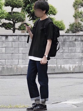 「アイテム（ソックス/靴下、ブラウン系）」を使った、motoshi さん（メンズ・176cm）の春コーディネート