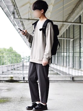 「Manhattan Portage」｜「アイテム（スラックス）」を使った、motoshi さん（メンズ・176cm）の秋コーディネート