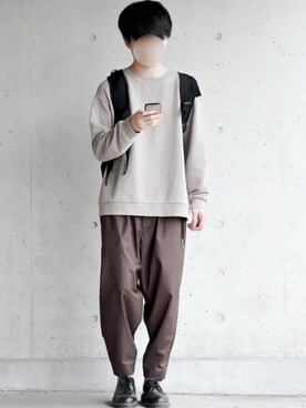 「アイテム（ソックス/靴下、ブラウン系）」を使った、motoshi さん（メンズ・176cm）の秋コーディネート