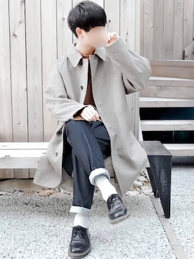 「アイテム（ステンカラーコート）」を使った、motoshi さん（メンズ・176cm・20代）の秋コーディネート