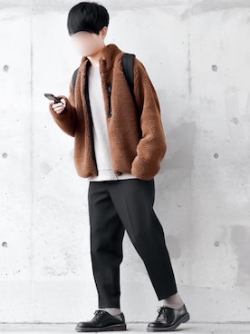 「アイテム（ソックス/靴下、ブラウン系）」を使った、motoshi さん（メンズ・176cm）の秋コーディネート