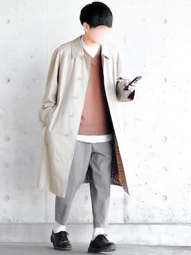 「アイテム（ステンカラーコート）」を使った、motoshi さん（メンズ・176cm・20代）の春コーディネート