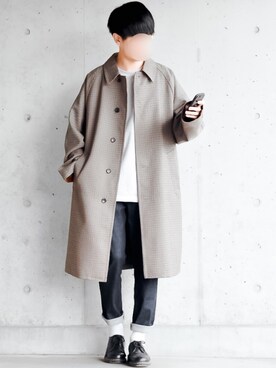 「アイテム（ステンカラーコート）」を使った、motoshi さん（メンズ・176cm・20代）の春コーディネート