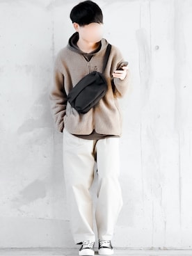 「LAKOLE（ラコレ）のアイテム（パーカー）」を使った、motoshi さん（メンズ・176cm）の冬コーディネート