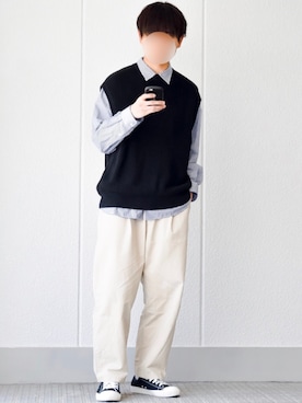 「PUBLUX（パブリュクス）のアイテム（チノパンツ）」を使った、motoshi さん（メンズ・176cm）の春コーディネート