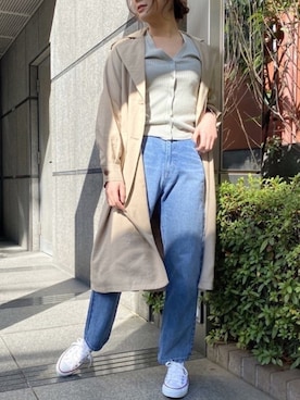 「ストレートデニム」｜「アイテム（トレンチコート）」を使った、アンブルネージュ/AmbreNeige さん（レディース・163cm）の冬コーディネート