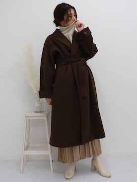 「アンブルネージュ」｜「アイテム（チェスターコート）」を使った、アンブルネージュ/AmbreNeige さん（レディース・163cm）の秋コーディネート