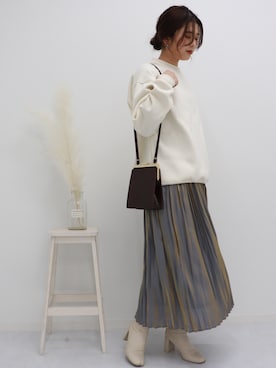 「アンブルネージュ」｜「アイテム（スウェット）」を使った、アンブルネージュ/AmbreNeige さん（レディース・163cm）の秋コーディネート