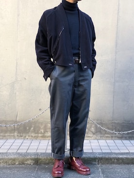 「VERSACE（ヴェルサーチ）のアイテム（ジャケット/アウター）」を使った、ATSUさん（メンズ・181cm）の冬コーディネート