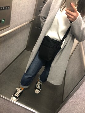 「CONVERSE（コンバース）のconverse コンバース ALL STAR PLTS OX オールスター PLTS オックス 32893351 *BLACK（スニーカー）」を使った、kanさん（レディース・155cm）の冬コーディネート