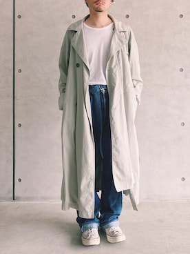 「LEMAIRE（ルメール）のアイテム（トレンチコート）」を使った、momiyamatakuyaさん（メンズ・165cm）の春コーディネート
