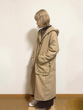 「アウターコーデ」｜「アイテム（ダッフルコート）」を使った、misakiさん（レディース・154cm）の冬コーディネート