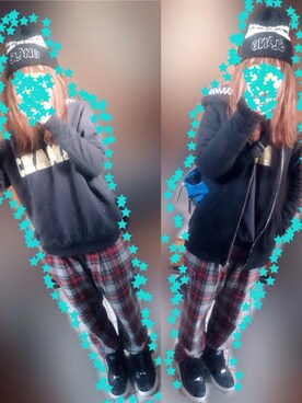 「アイテム（ボディバッグ/ウエストポーチ、ブルー系）」を使った、star★さん（レディース・154cm）の冬コーディネート