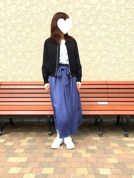 「green label relaxing（グリーンレーベルリラクシング）のアイテム（MA-1）」を使った、SACCHIさん（レディース・154cm）の春コーディネート
