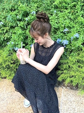 「MERCURYDUO（マーキュリーデュオ）のアイテム（スニーカー）」を使った、長澤 実果さん（レディース・160cm）の夏コーディネート