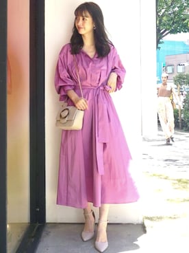 「夏秋ミックス」｜「アイテム（ワンピース/ドレス）」を使った、長澤 実果さん（レディース・160cm）の秋コーディネート
