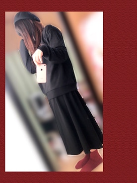 「スエット」｜「アイテム（ハンチング/ベレー帽）」を使った、苺大福🍓さん（レディース・157cm）の冬コーディネート
