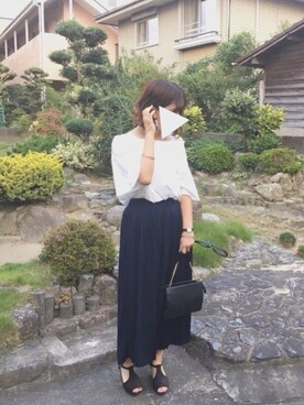 「白トップス」｜「アイテム（その他）」を使った、さくさくぱんださん（レディース・162cm）の夏コーディネート